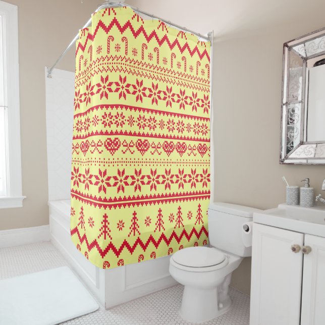 Ugly Christmas Abstract Pattern Shower Curtain (In Situ)
