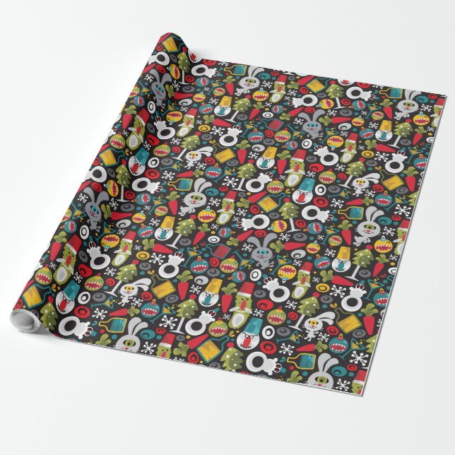 Ugly Christmas and Happy New Year Wrapping Paper (Unrolled)