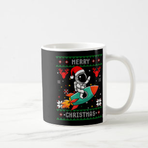 Ugly Christmas Astronaut Riding Rocket Santa Hat T Coffee Mug