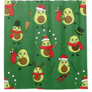 ugly christmas avocado santa winter shower curtain