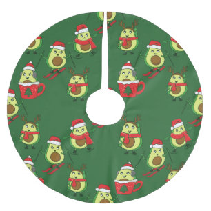 ugly christmas avocado ski santa brushed polyester tree skirt