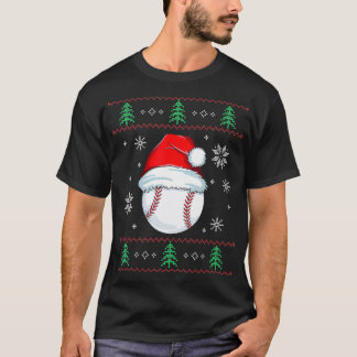 Ugly Christmas Baseball  Boys Kids Ball Santa Paja T-Shirt