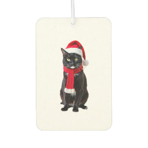 Ugly Christmas Black Cat Santa Hat Scarf Holiday C Car Air Freshener