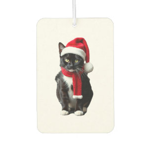 Ugly Christmas Black Cat Santa Hat Scarf Holiday C Car Air Freshener
