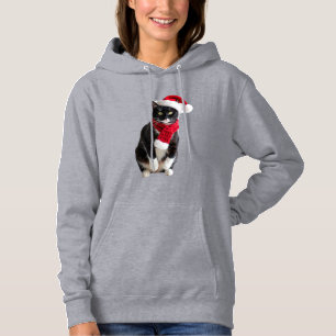 Ugly Christmas Black Cat Santa Hat Scarf Holiday C Hoodie