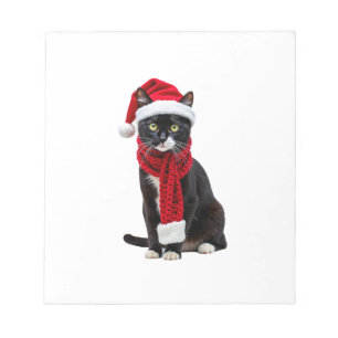 Ugly Christmas Black Cat Santa Hat Scarf Holiday C Notepad