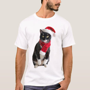 Ugly Christmas Black Cat Santa Hat Scarf Holiday C T-Shirt