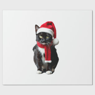 Ugly Christmas Black Cat Santa Hat Scarf Holiday C Wrapping Paper