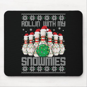 Ugly Christmas Bowling Lover Bowlers Rollin With M Mouse Pad