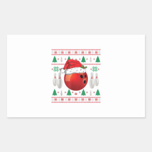 Ugly Christmas Bowling Shirt Gift Boys Kids Ball Rectangular Sticker