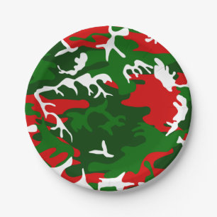 ugly christmas camo camouflage paper plate