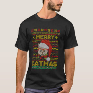 Ugly Christmas Cat Lover Merry Catmas With Santa H T-Shirt