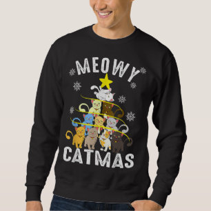Ugly Christmas Cat Tree Funny Xmas Meowy Catmas Ca Sweatshirt