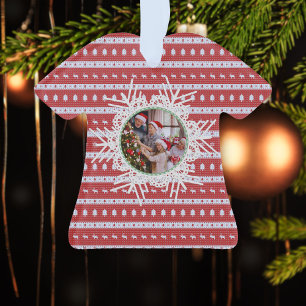 Ugly Christmas Chic red-based Acrylic Shirt Ornament