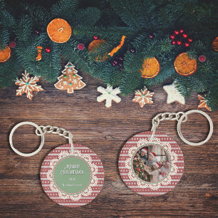 Ugly Christmas Chic red-based Circle Key Ring