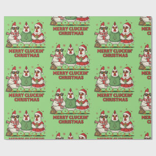 ugly christmas chicken merry clucking xmas wrapping paper