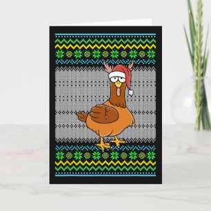 Ugly Christmas Chicken With Santa Hat Lights Xmas Card