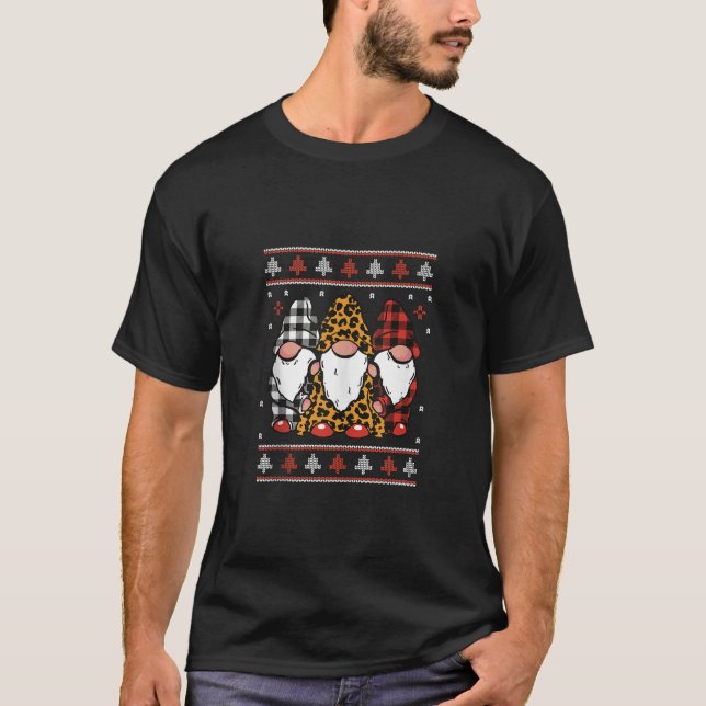 Ugly Christmas Cute Gnome Leprechaun Goblin With H T-Shirt (Front)