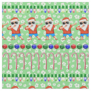 Ugly Christmas Dabbing Santa On Holiday Green Fabric