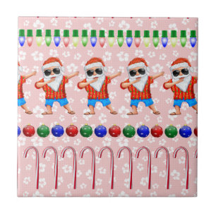 Ugly Christmas Dabbing Santa On Red Ceramic Tile