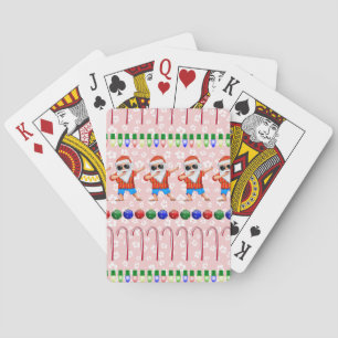 Ugly Christmas Dabbing Santa On Red Playing Cards