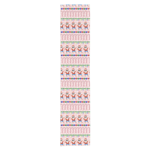 Ugly Christmas Dabbing Santa On Red Short Table Runner (Front)