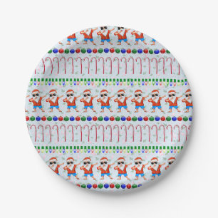 Ugly Christmas Dabbing Santa Paper Plate