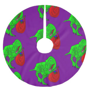 ugly christmas dinosaur tyrannosaurus rex brushed polyester tree skirt