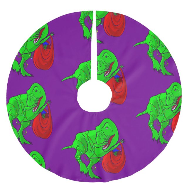 ugly christmas dinosaur tyrannosaurus rex  brushed polyester tree skirt (Front)