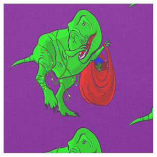 ugly christmas dinosaur tyrannosaurus rex fabric
