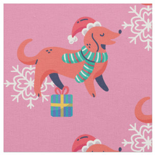 ugly christmas dog santa xmas snowflake fabric