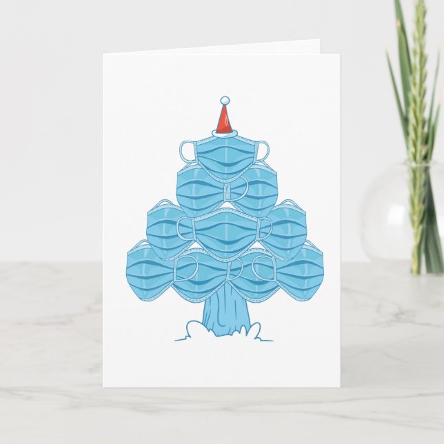 ugly christmas face mask tree invitation (Front)