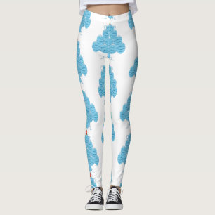 ugly christmas face mask tree leggings