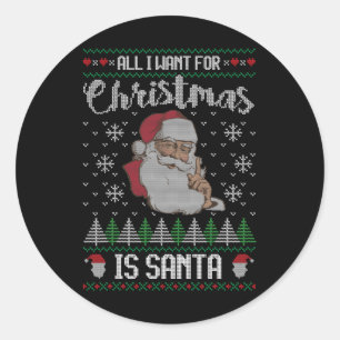 Ugly Christmas - Family Pajama Shirt With Santa  Classic Round Sticker