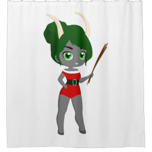 ugly christmas female krampus shower curtain
