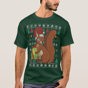 Ugly Christmas Festive Squirrel Santa Claus Xmas T-Shirt