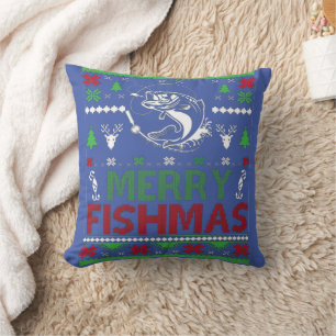 ugly christmas fishing cushion