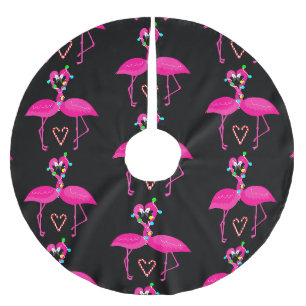 ugly christmas flamingo candy cane  brushed polyester tree skirt