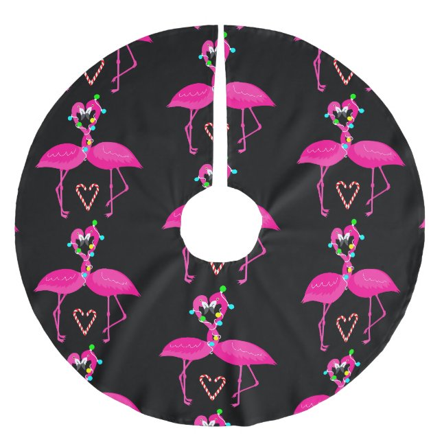 ugly christmas flamingo candy cane  brushed polyester tree skirt (Front)