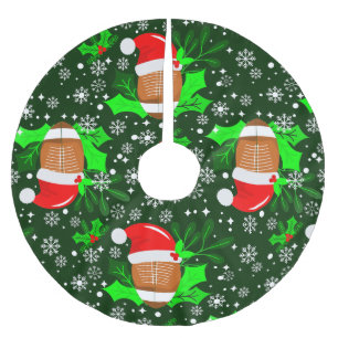 ugly christmas football sports santa xmas holly brushed polyester tree skirt