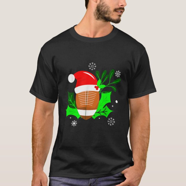 Ugly Christmas Football Sports Xmas Holly Santa Fe T-Shirt (Front)