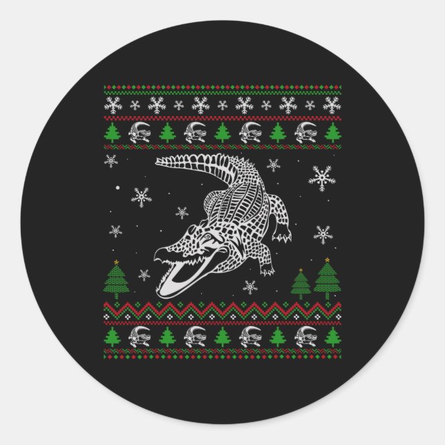 Ugly Christmas  for Alligator Lovers Fun Ugly  Classic Round Sticker (Front)