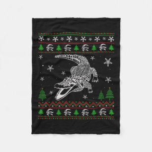 Ugly Christmas For Alligator Lovers Fun Ugly  Fleece Blanket