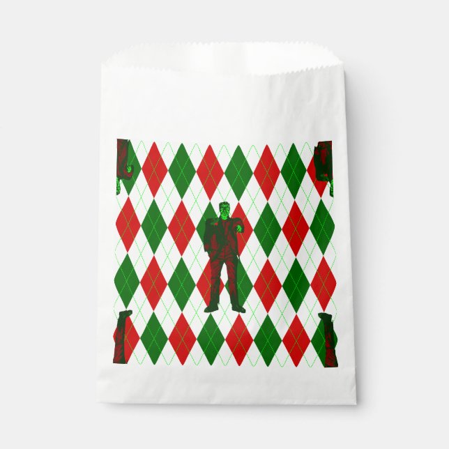ugly christmas frankenstein argyle plaid favour bag (Front)