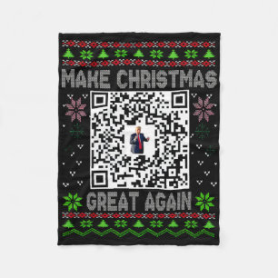 Ugly Christmas Funny Qr President Trump Dance Code Fleece Blanket