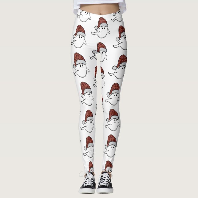 ugly christmas ghost spooky hotel carpet leggings (Front)