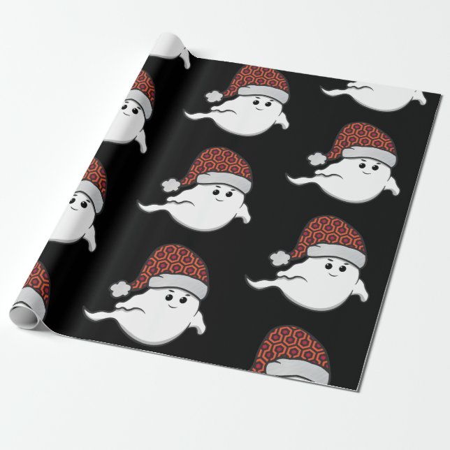 ugly christmas ghost spooky hotel carpet wrapping paper (Unrolled)