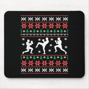 Ugly Christmas Graphic Muay Thai Kickboxing MMA Mouse Pad