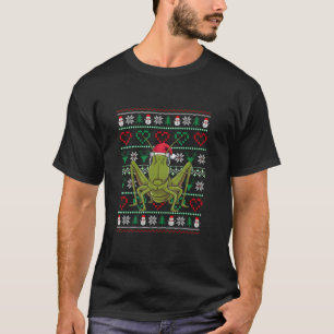 Ugly Christmas Grasshopper Wearing Santa Hat Xmas  T-Shirt