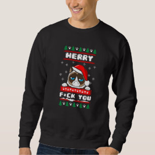 Ugly Christmas Grouchy Cat Sweatshirt